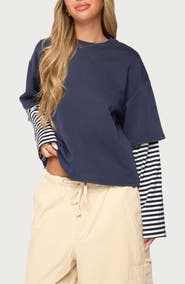 EDIKTED Nacie Layered Striped Long Sleeve T-Shirt