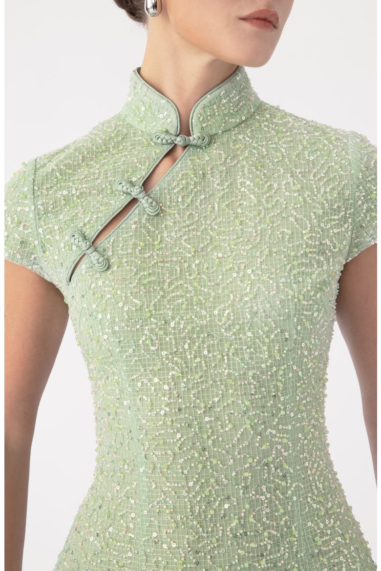 Jada Beaded Cocktail Sheath Dress, Alternate, color, GREEN JADE