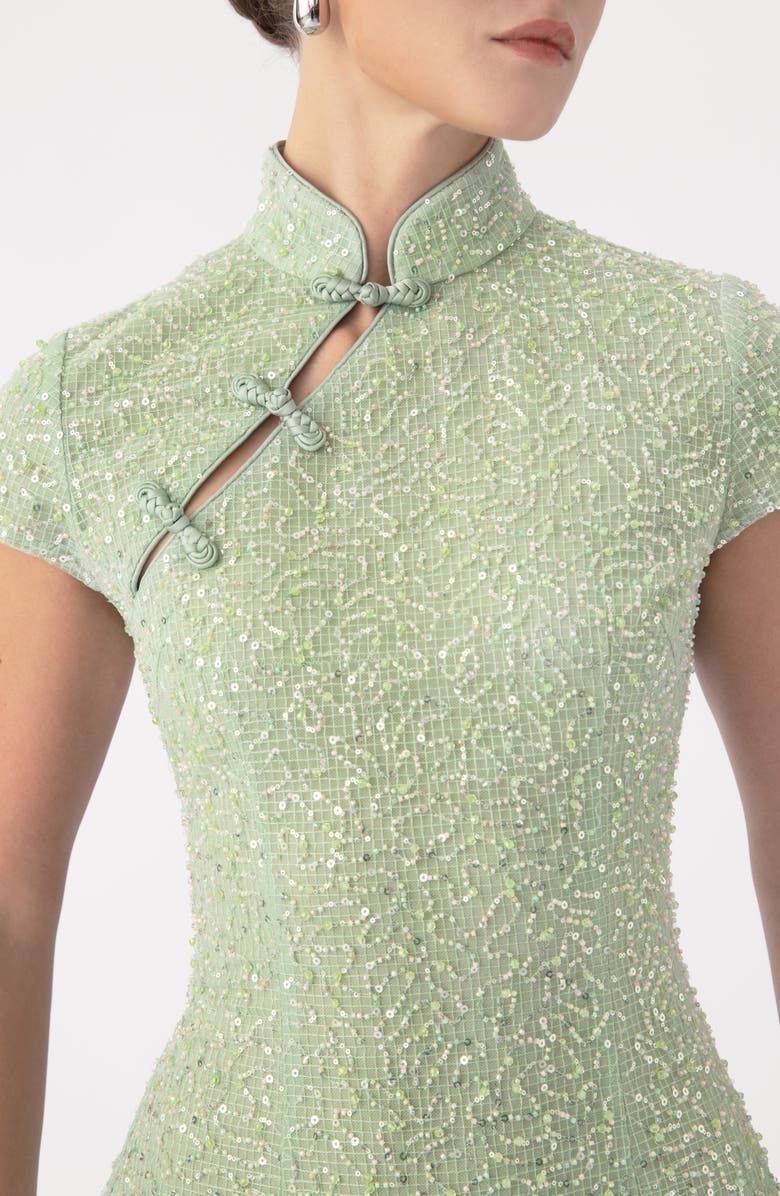 SAU LEE Jada Beaded Cocktail Sheath Dress, Alternate, color, Green Jade