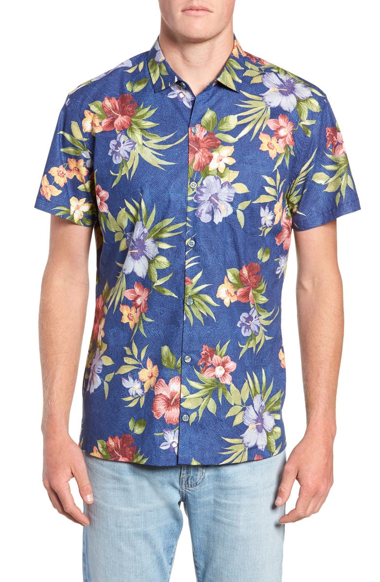 Tori Richard Tropical Filter Trim Fit Camp Shirt, Main, color, 