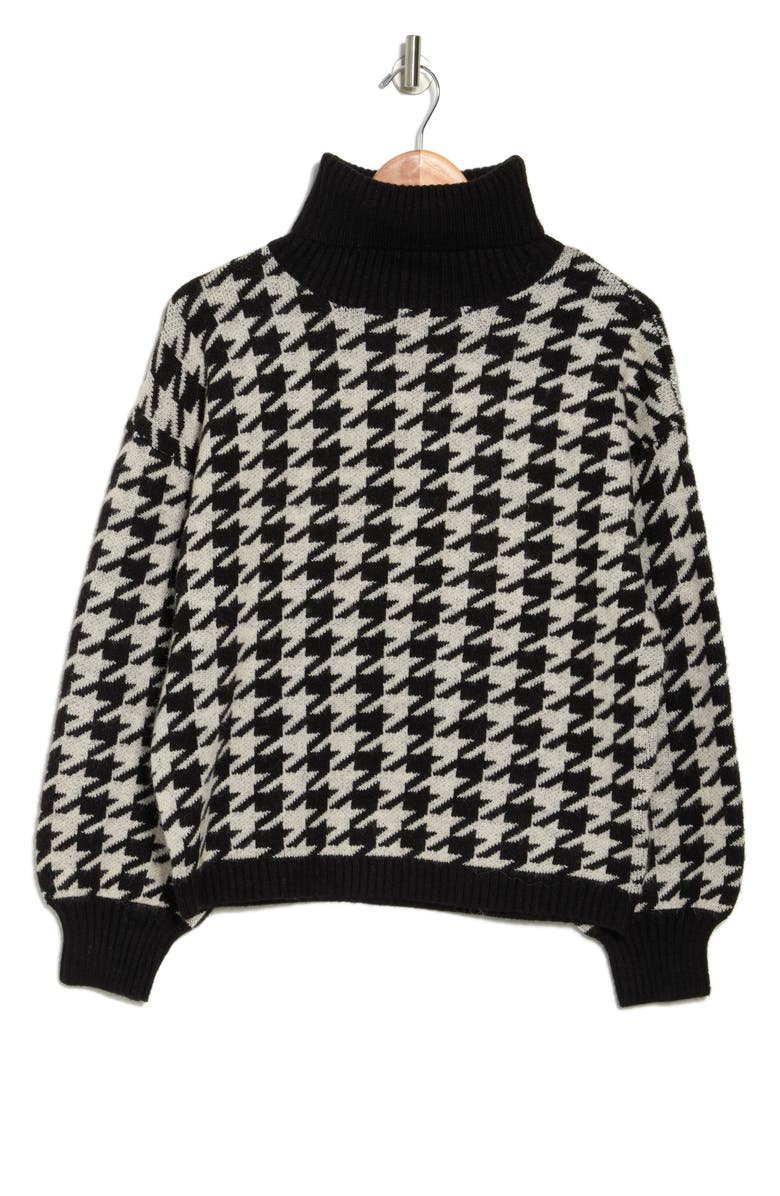 Love Token Houndstooth Turtleneck Pullover Sweater, Alternate, color,