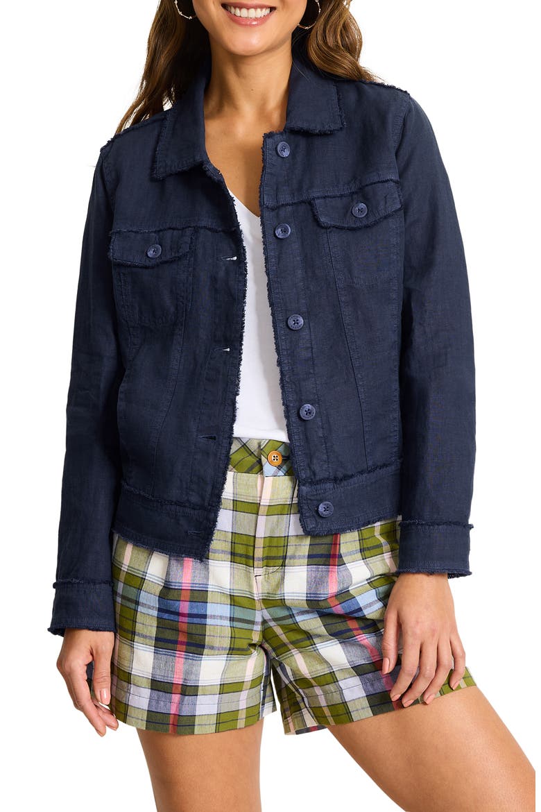 Two Palms Linen Raw Edge Jacket, Main, color, COASTLINE