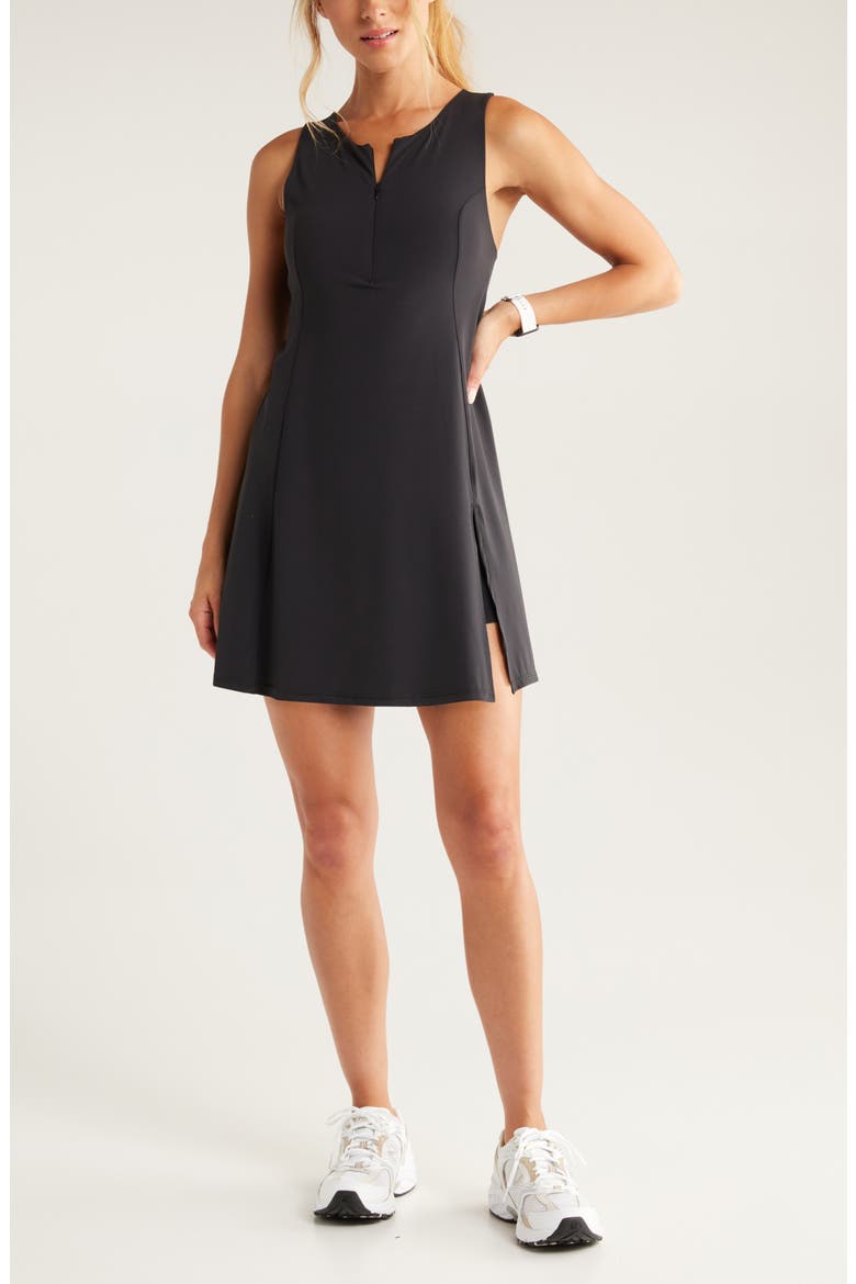 Luxe Lite Tennis Dress with Built-In Shorts, Main, color, BLACK