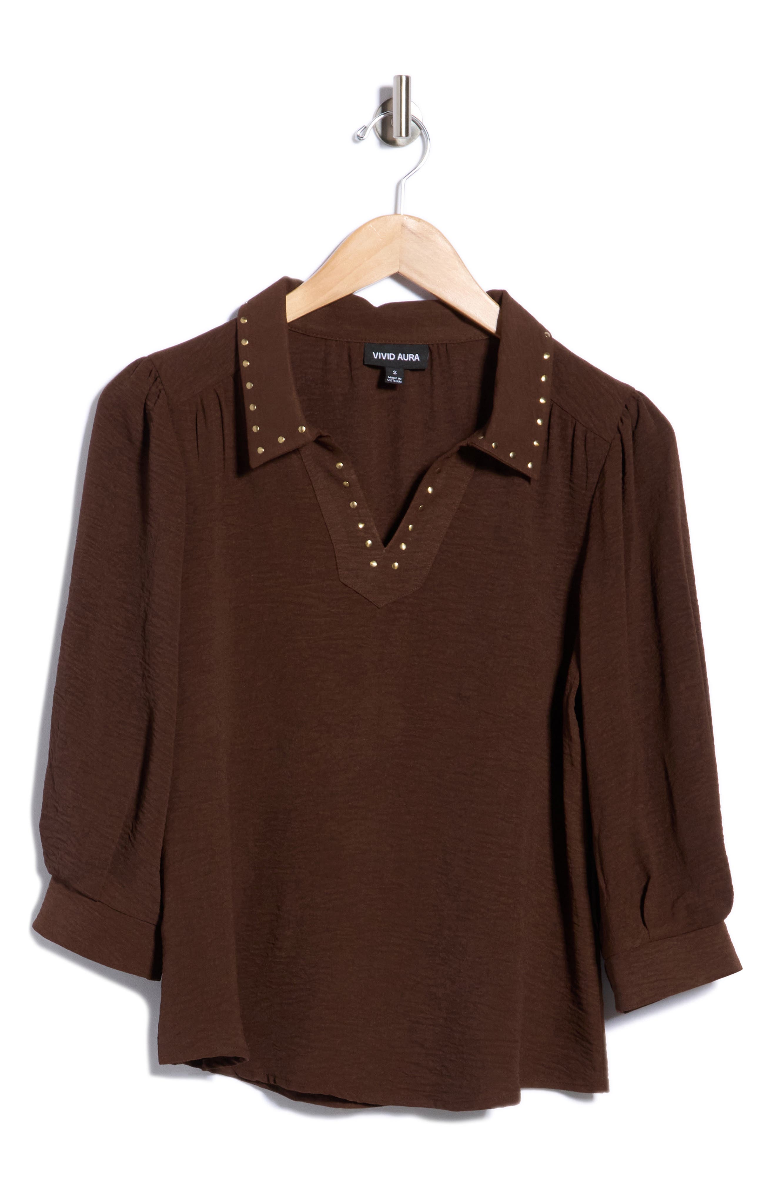 Studded Collar Crepe Top