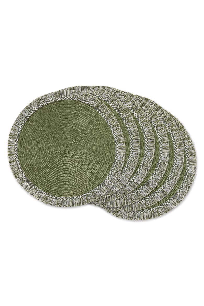 Round Fringed Placemat Set/6, Main, color, Sage