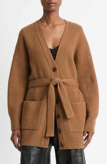Vince Rib Belted Wool & Cashmere Cardigan