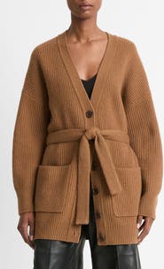 Vince Rib Belted Wool & Cashmere Cardigan