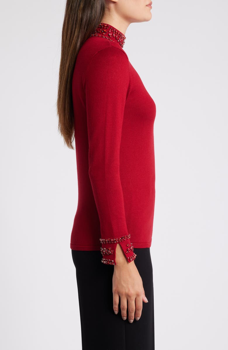 Anne Klein Embellished Mock Neck Sweater, Alternate, color, 