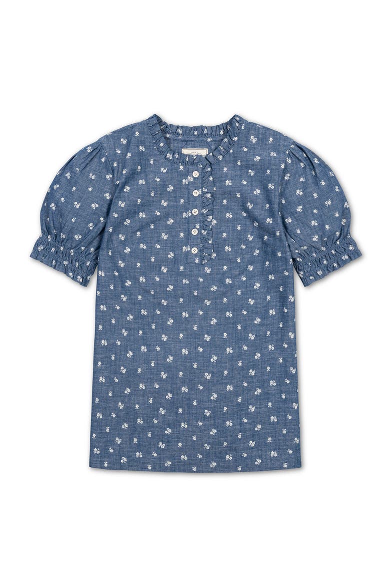 Organic Chambray Puff Sleeve Top, Alternate, color, Chambray Floral