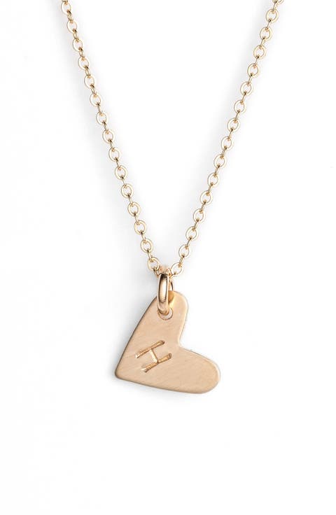 14k-Gold Fill Initial Mini Heart Pendant Necklace