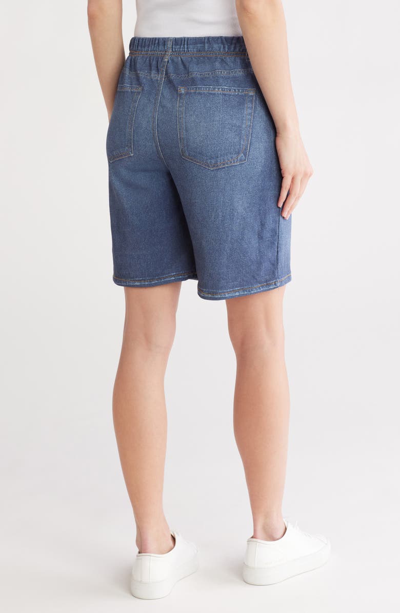 ECRU Mirage Denim Printed French Terry Shorts, Alternate, color,