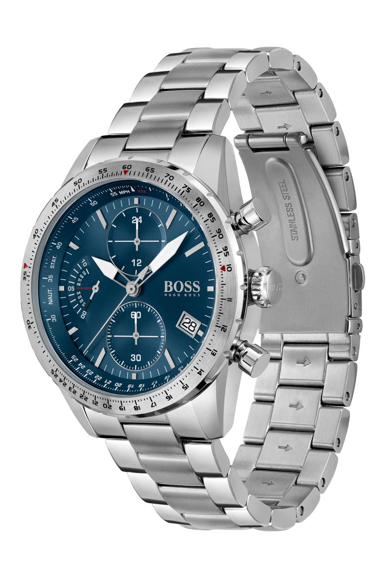 Pilot Edition Chronograph Bracelet Watch, 44mm, Alternate, color, BLUE