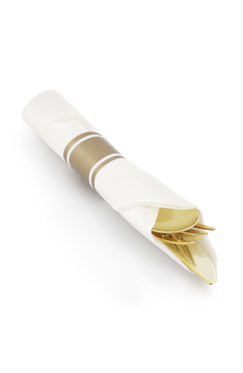 Elama 350 Piece Disposable Plastic Dinnerware Party Set for 50 Guests, Alternate, color, Gold