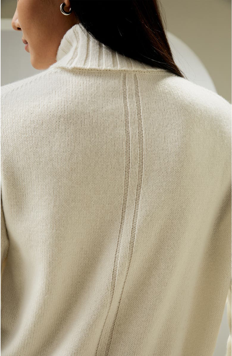 Lilysilk Turtleneck Sweater with Rib Hemline, Alternate, color, White