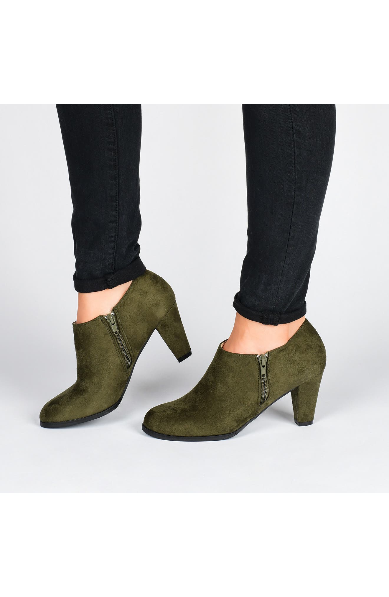 Sanzi Heeled Ankle Bootie, Alternate, color, OLIVE