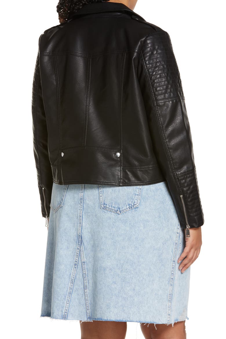 Kerri Faux Leather Crop Jacket, Alternate, color, BLACK