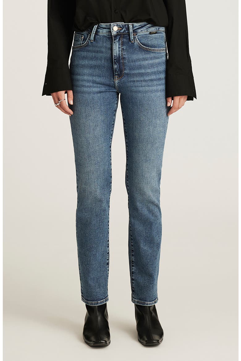 Kendra High Waist Straight Leg Jeans, Main, color, MID BRUSHED GOLD PRE