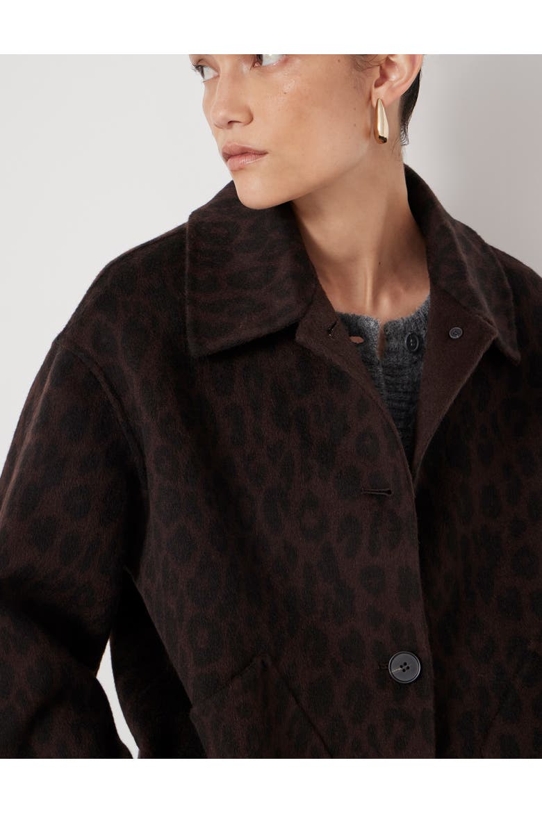 Pure Wool Double Faced Jacket, Alternate, color, Brown Leopard