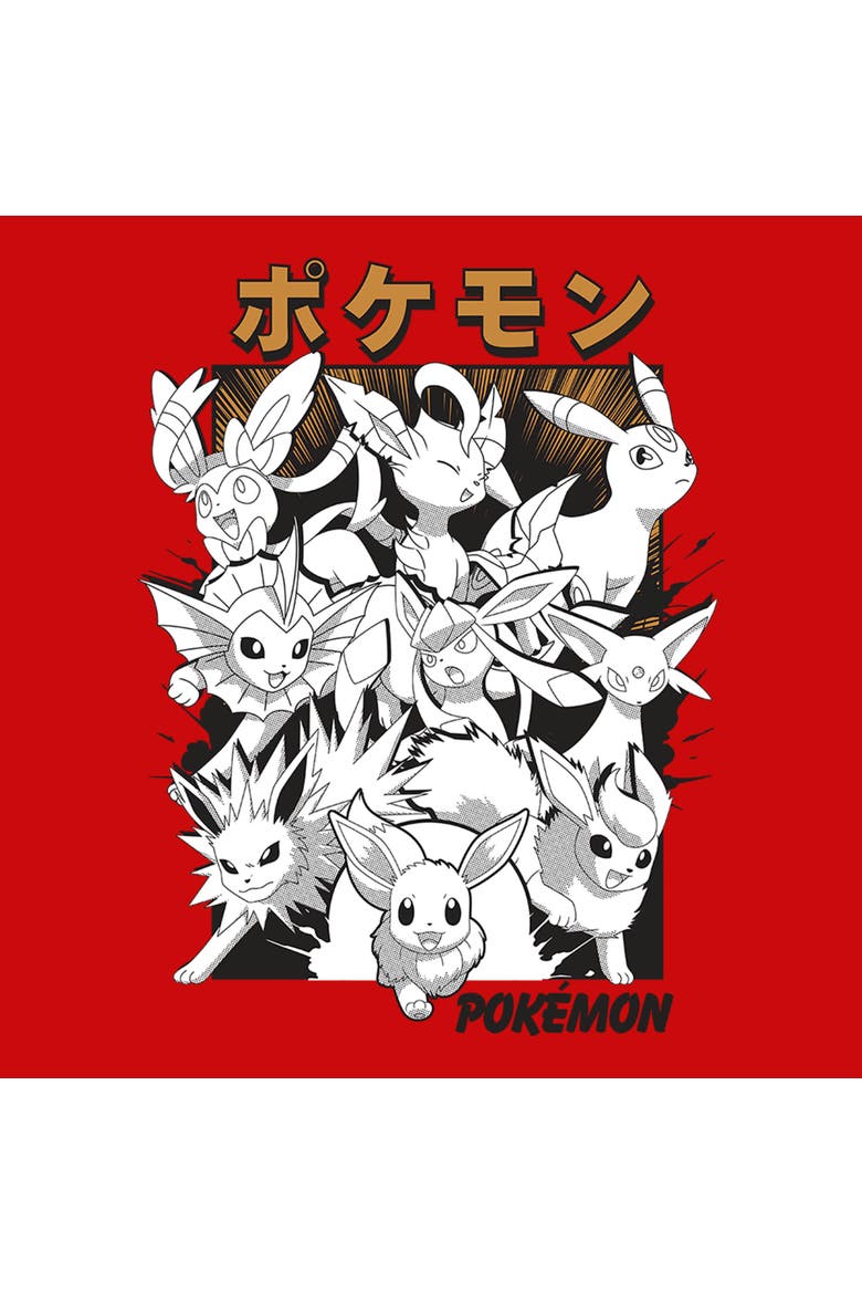 Boy's Pokemon Comic Book Eevee Evolutions  Graphic T-Shirt, Alternate, color, Red