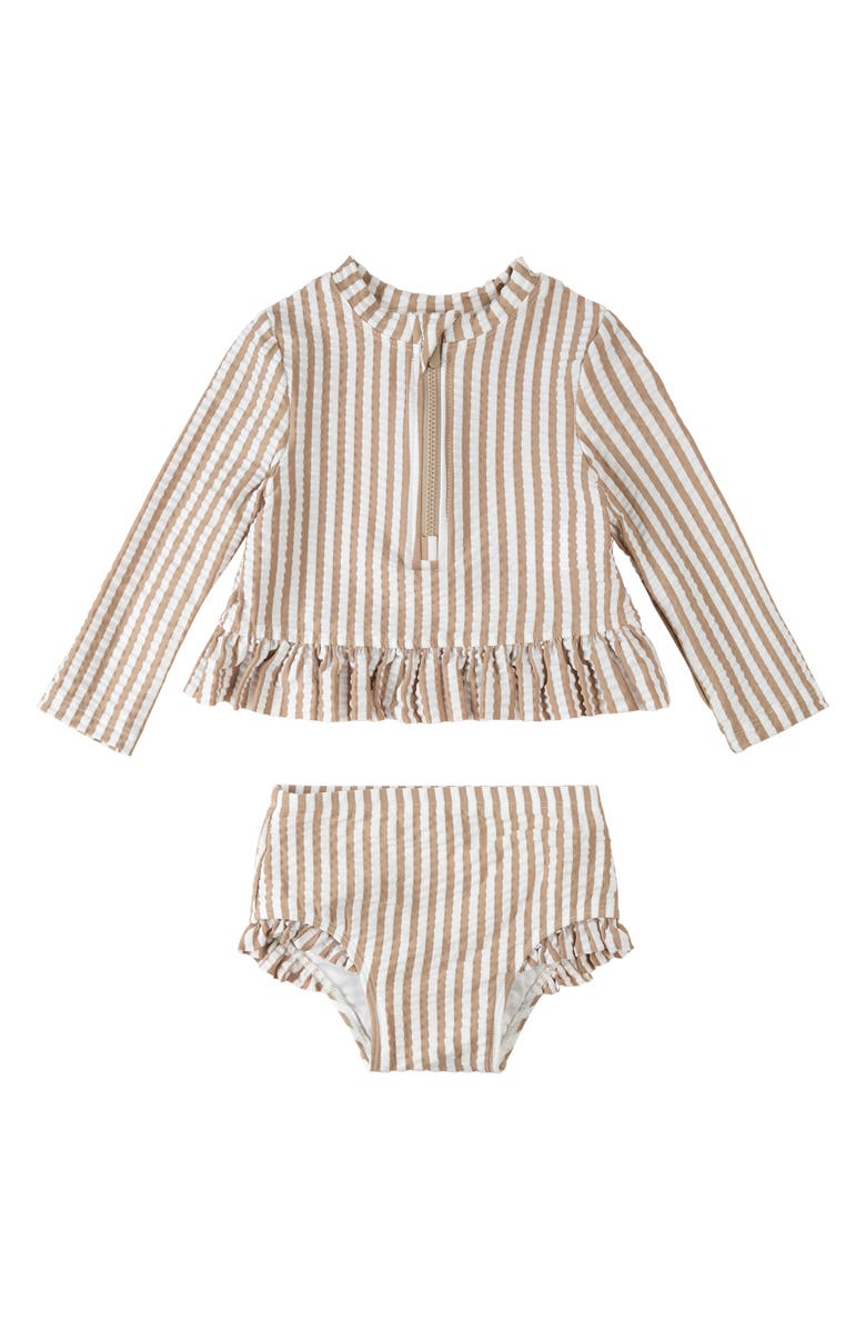 Petit Lem Kids' Ruffle Trim Two-Piece Swimsuit, Main, color, Beige