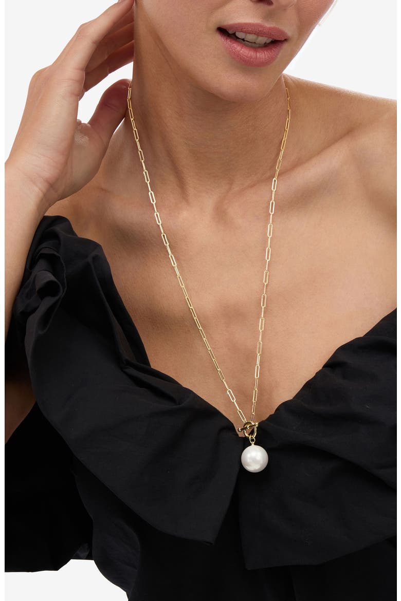 XL Life's a Ball Faux Pearl Pendant Necklace, Alternate, color, GOLD