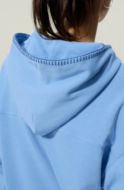 Lilysilk Silkerry Oversized Seamflow Douceur Stand Collar With Half-zip Hoodie In Blue