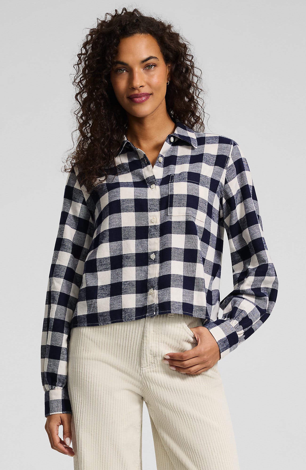 Ivory Latte/Navy Buffalo Plaid