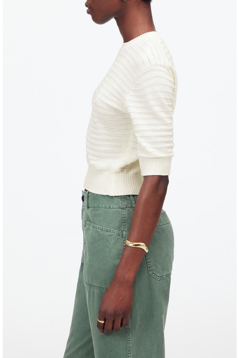 Textural Stitch Cotton Sweater, Alternate, color, IVORY
