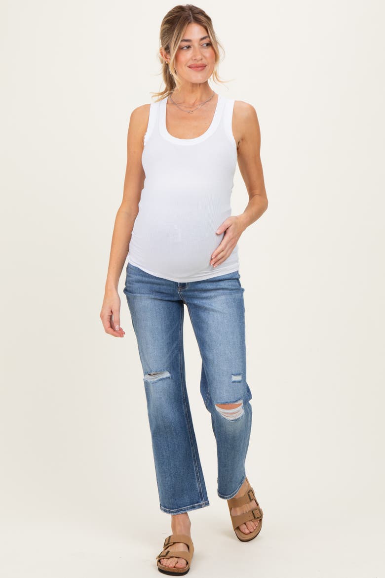 Ribbed Scoop Neck Tank Top, Alternate, color, White