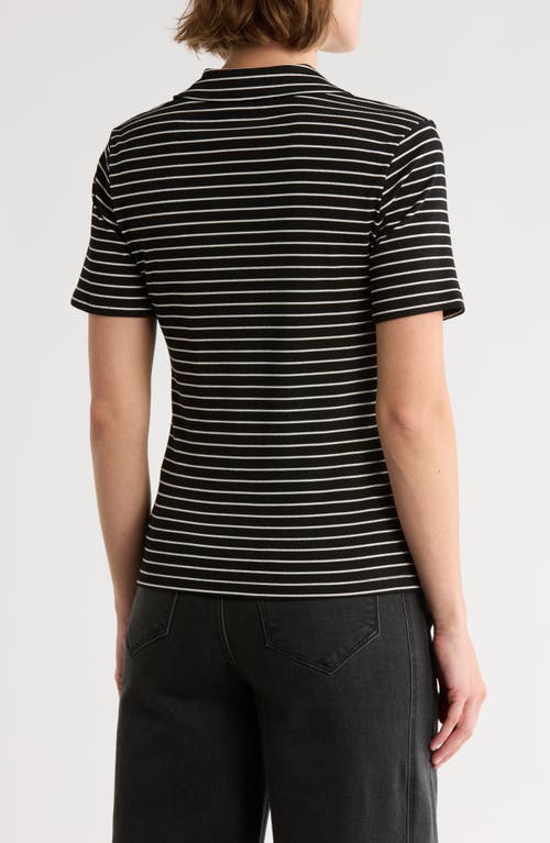 Sanctuary Stripe Button-up T-shirt In Burgundy