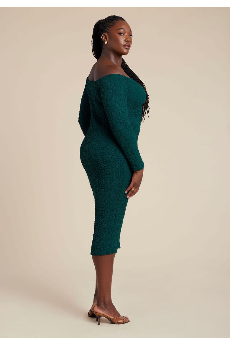 Off Shoulder Textured Dress, Alternate, color, EMERALD GREEN