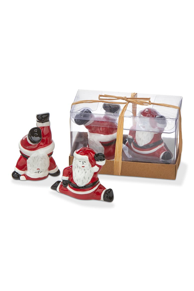 Dancing Santa Salt and Pepper Shakers Christmas Decor, Main, color, Multicolored