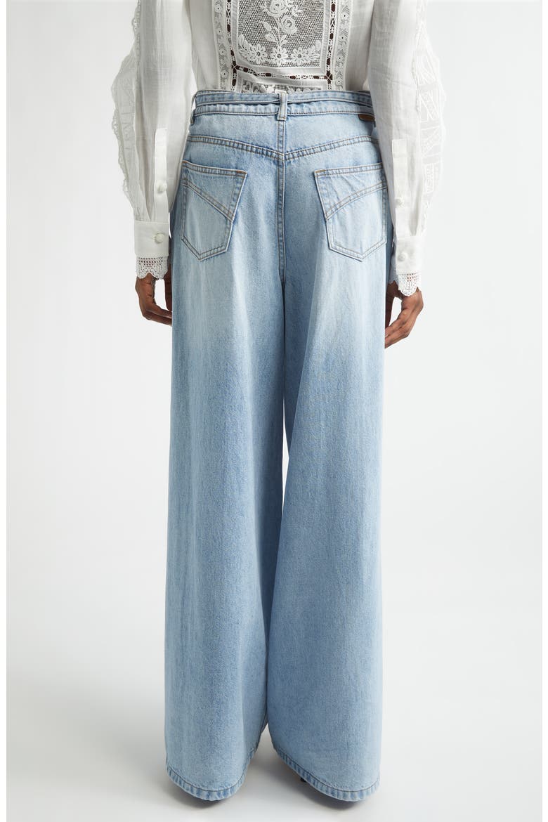 Indra Belted Relaxed Flare Jeans, Alternate, color, SKYLARK