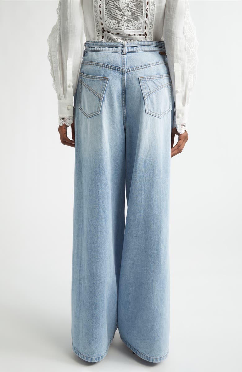 Zimmermann Indra Belted Relaxed Flare Jeans, Alternate, color, Skylark