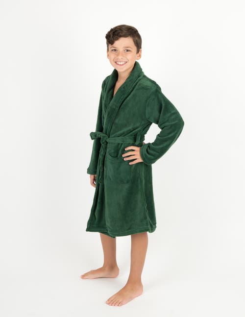 Leveret Kids Fleece Robe, Shawl Collar, Solid Colors In Green