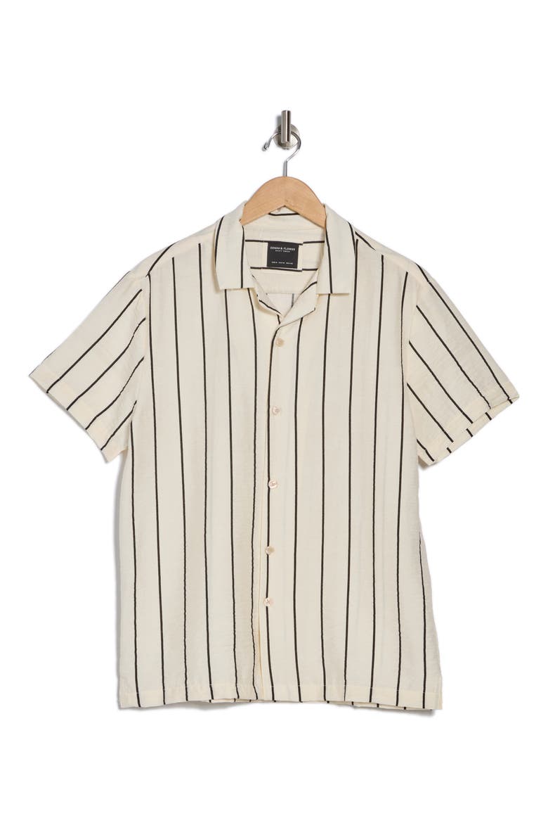 Stripe Relax Fit Camp Shirt, Alternate, color, CREAM/BLACK