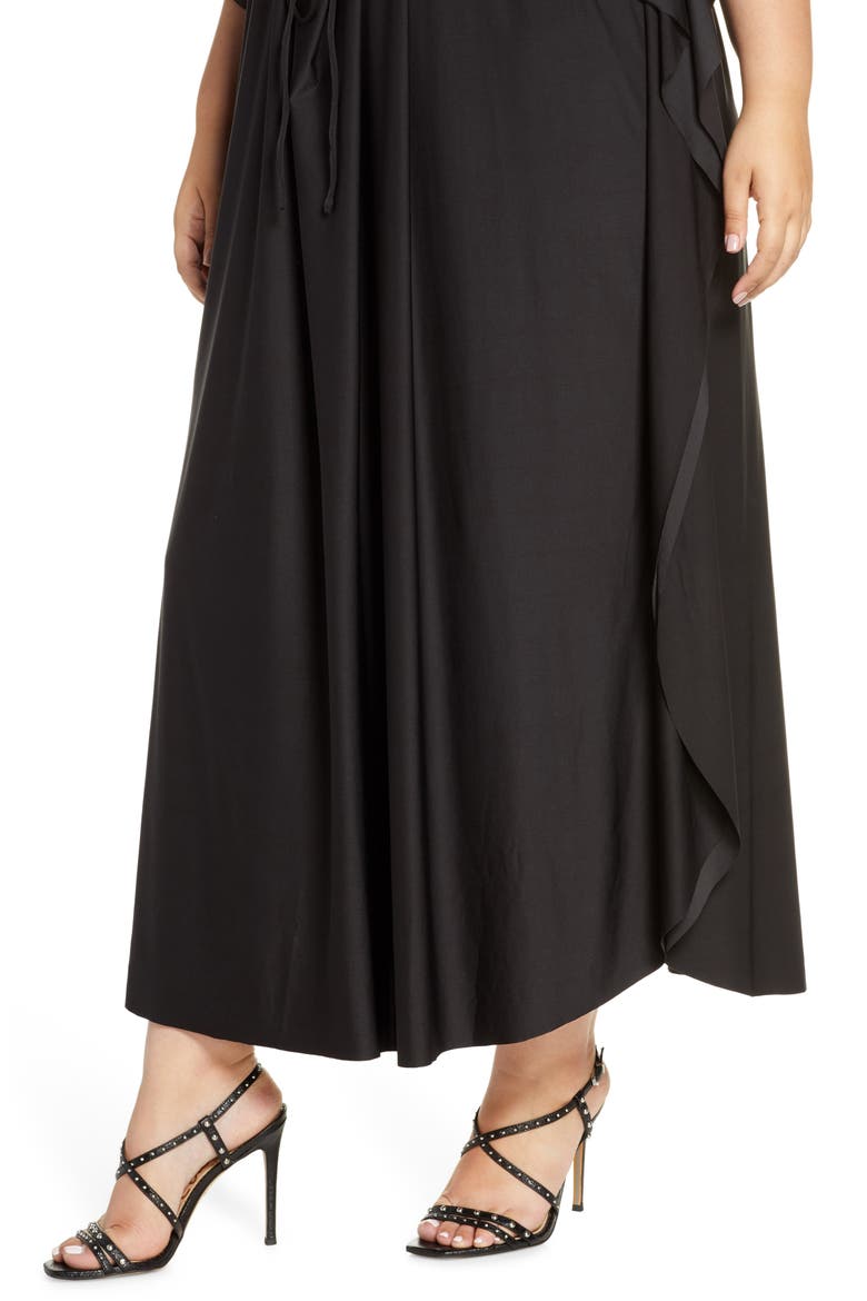 Tie Front Caftan Maxi Dress, Alternate, color, BLACK
