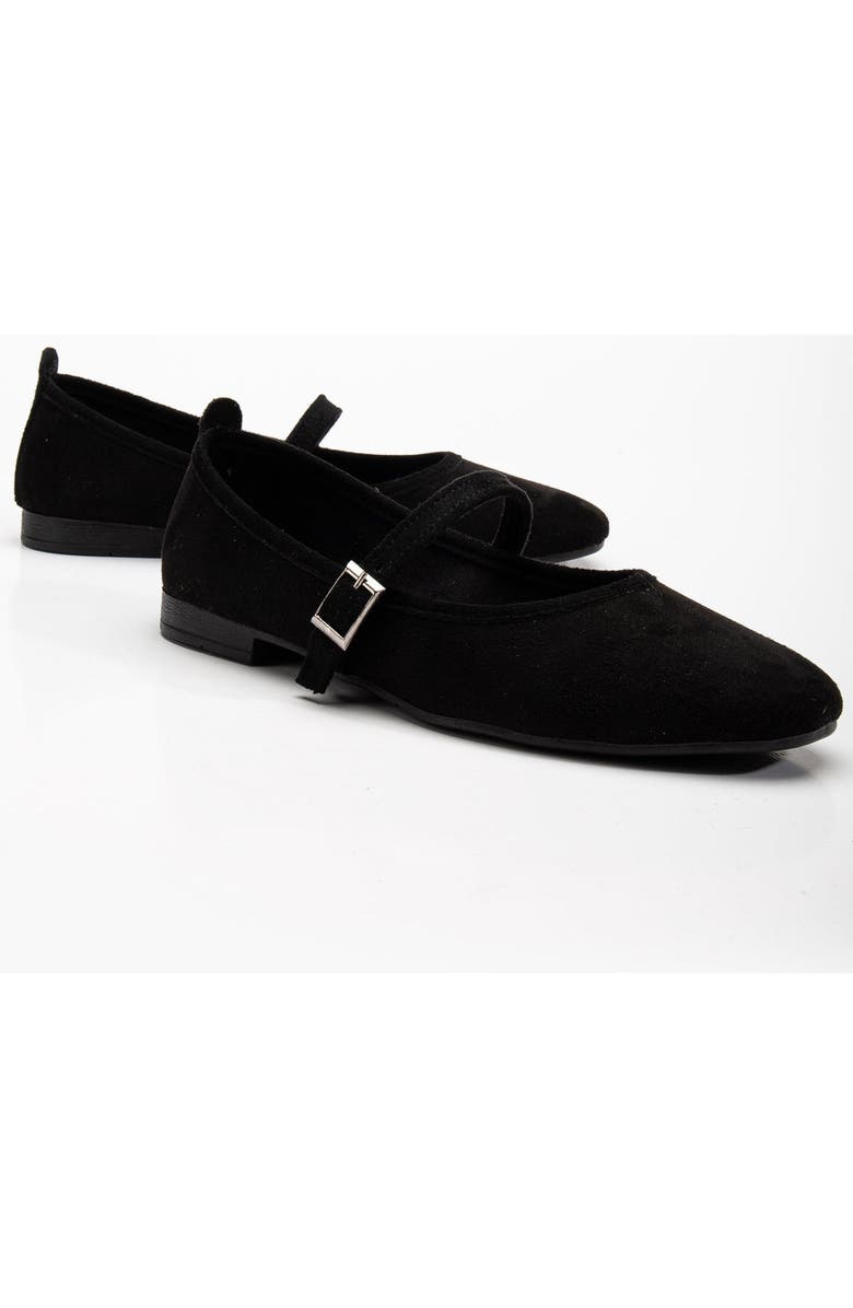 Prologue Shoes Emilie Mary Jane Flat, Alternate, color, Black Suede