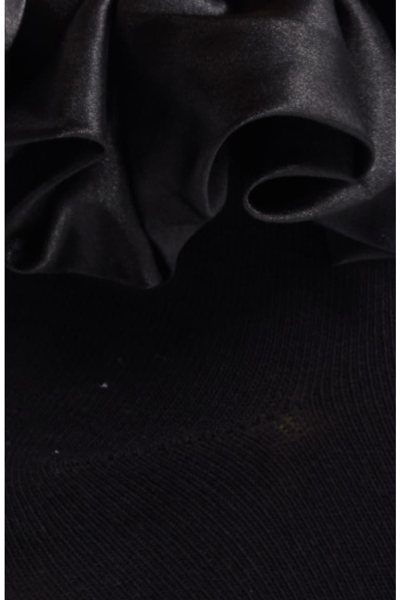 Amelia Satin Frill Ankle Socks, Alternate, color, BLACK