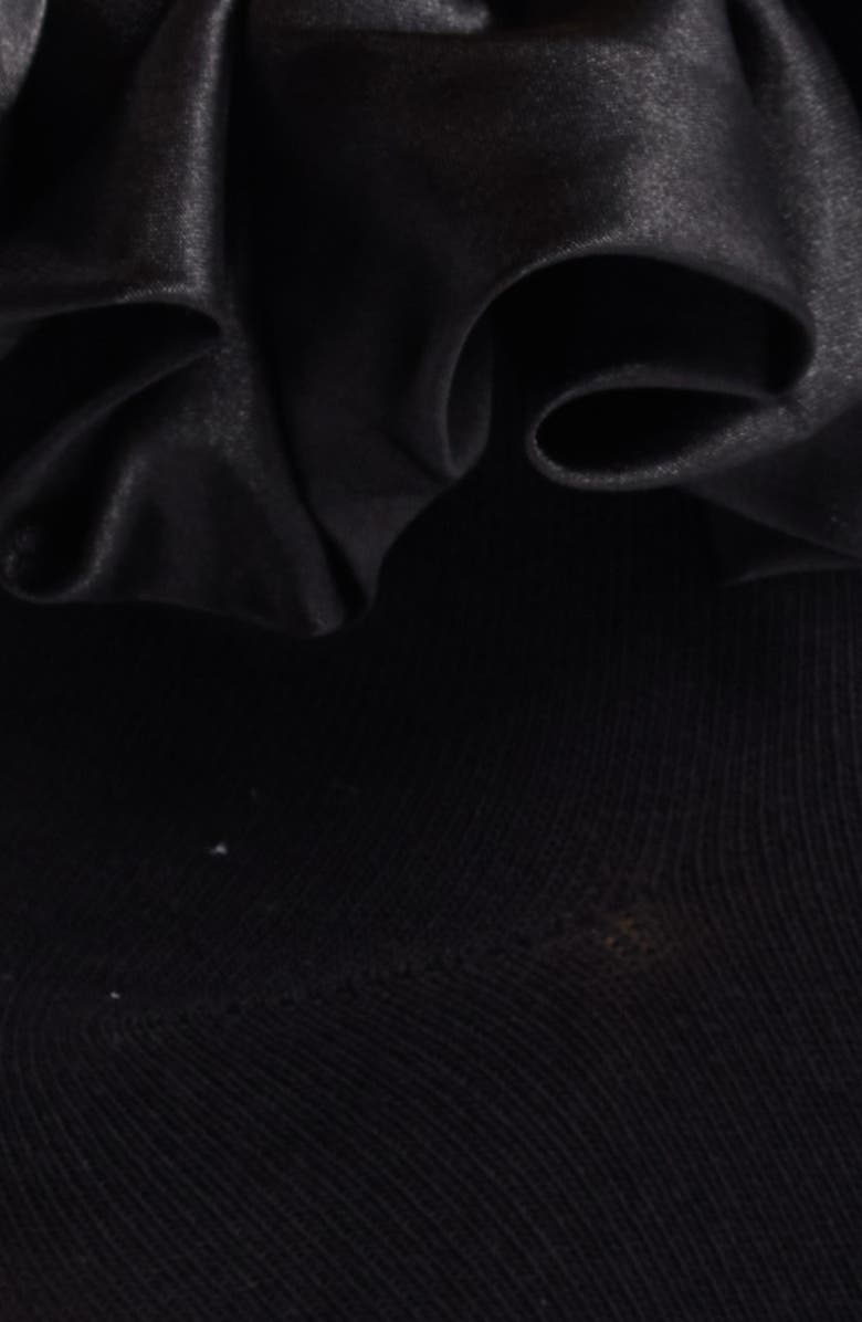 HIGH HEEL JUNGLE Amelia Satin Frill Ankle Socks, Alternate, color, Black