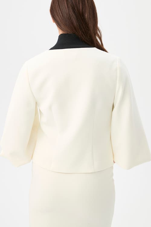 Trina Turk Basal Cropped Jacket With Embellished Buttons In White