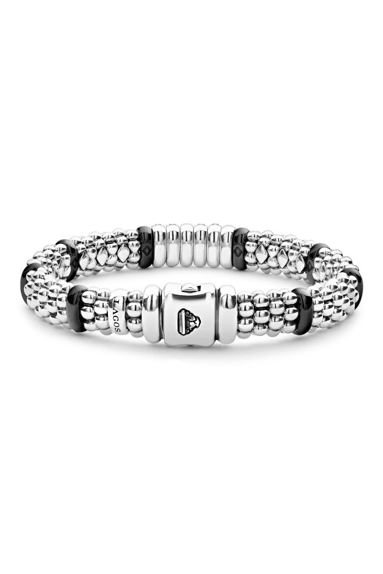 Black Caviar Diamond 6-Link Bracelet, Alternate, color, SILVER/ BLACK CERAMIC/ DIAMOND