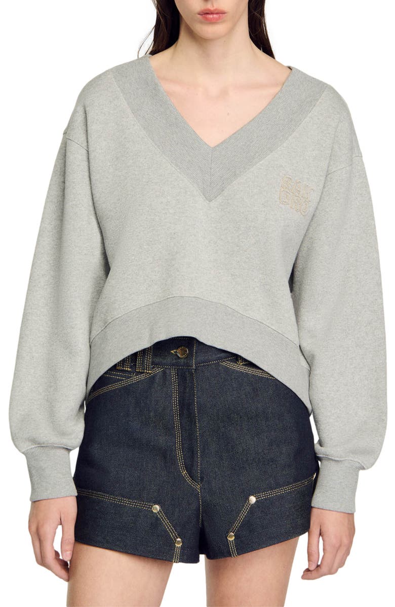 SANDRO Cropped sweatshirt, Main, color, 