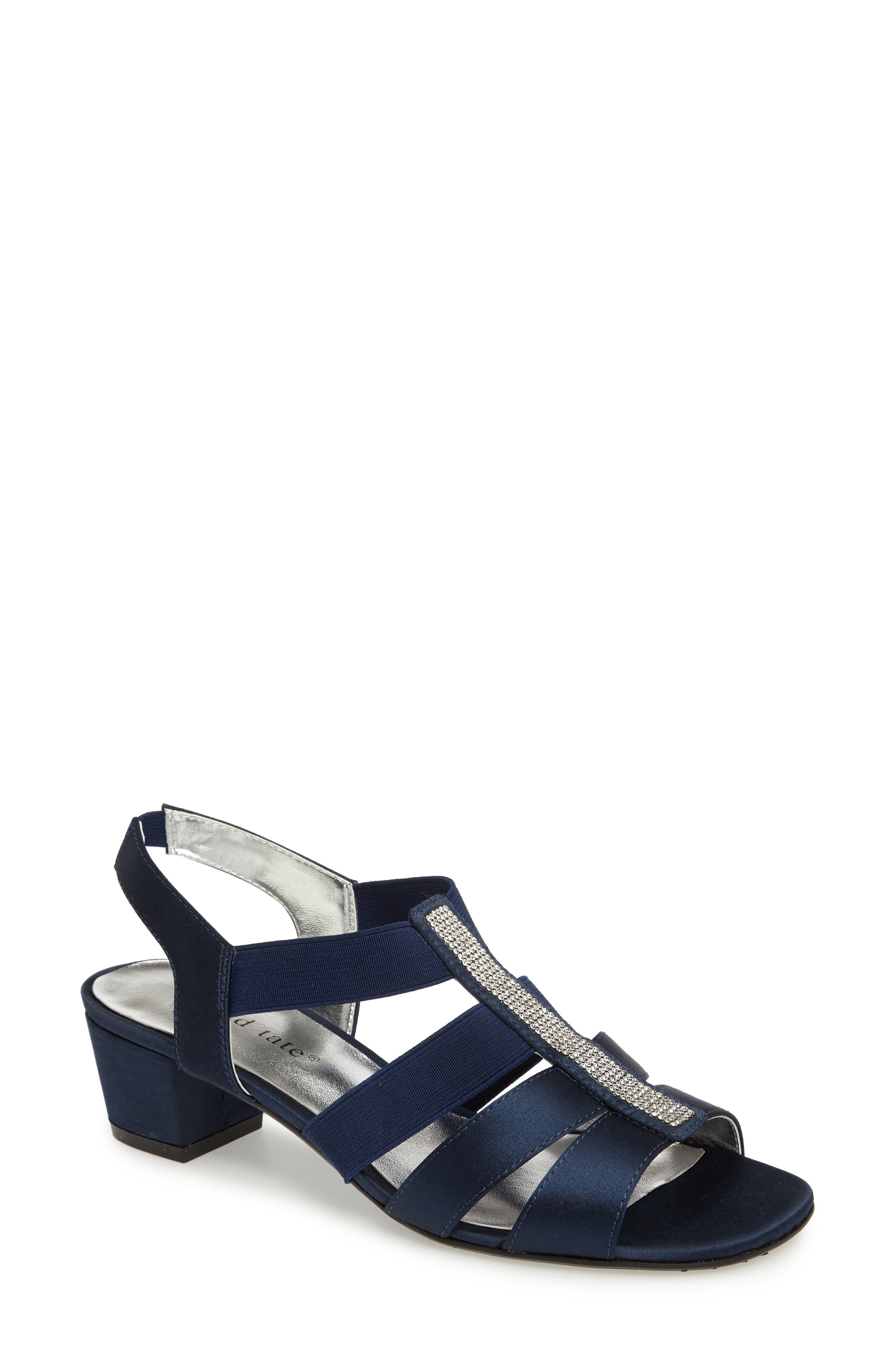 Eve Embellished Sandal, Main, color, NAVY FABRIC