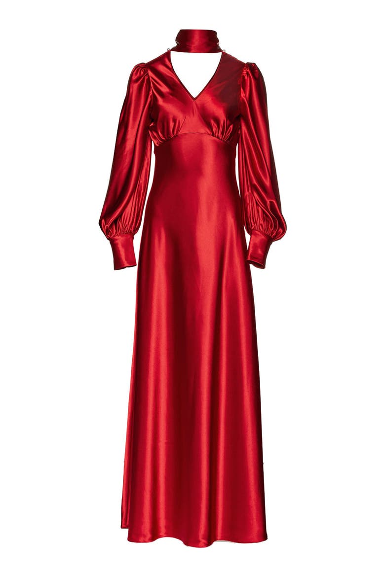 Morgan Silky Bias Cut Dress, Alternate, color, Deep Red