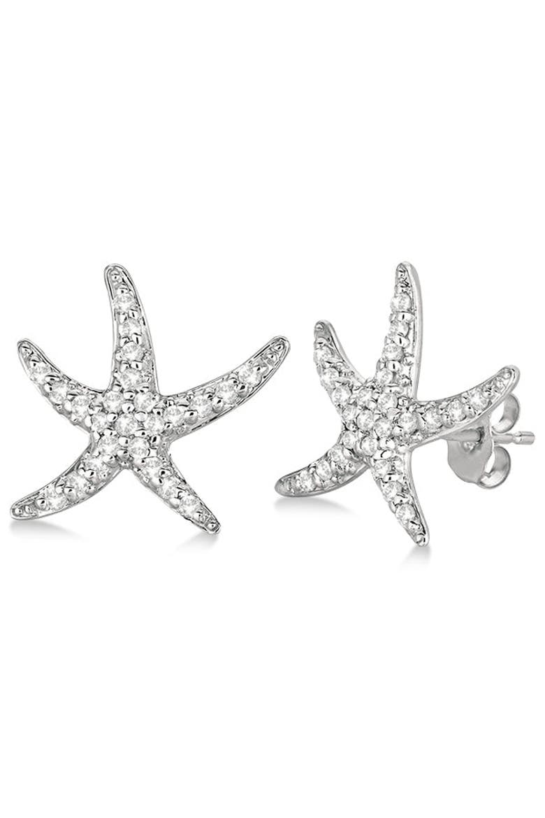 Diamond Starfish Earrings 14k, Main, color, diamonds