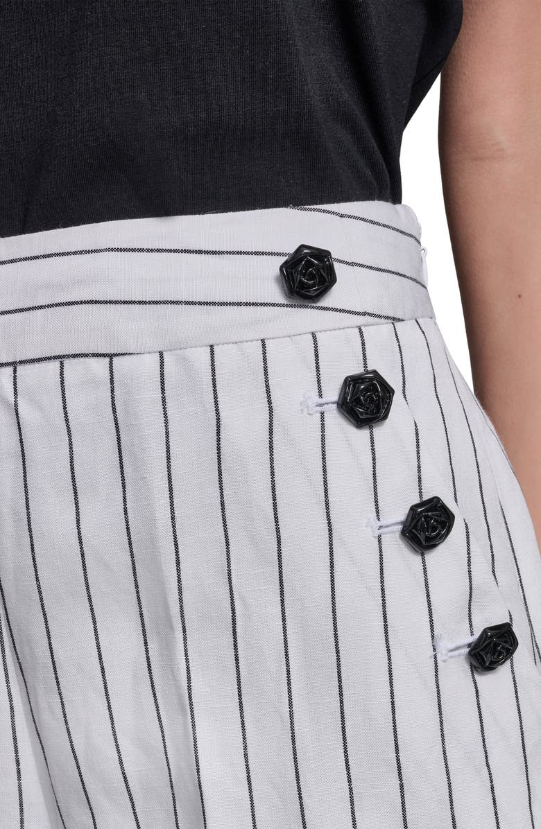 KARL LAGERFELD PARIS Stripe Linen Blend Sailor Pants, Alternate, color, 