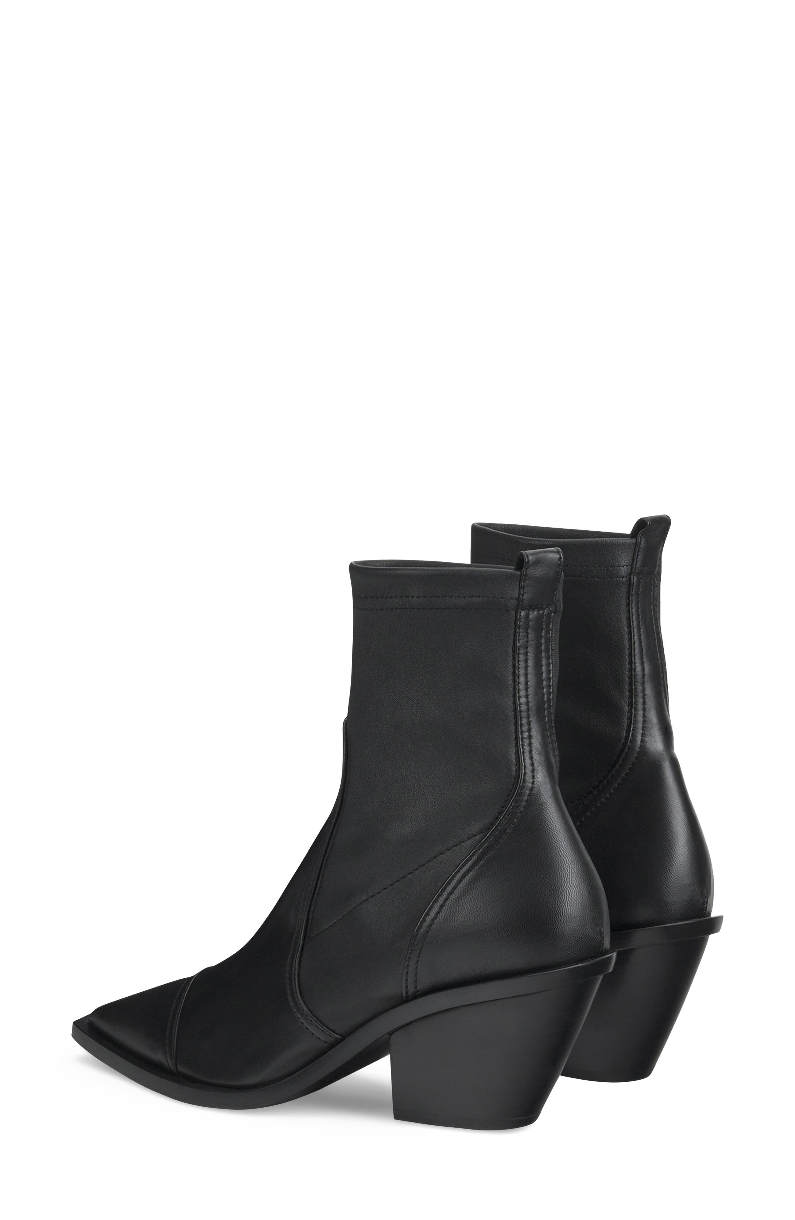 Roberta Stretch Pointed Cap Toe Bootie, Alternate, color, BLACK NAPPA