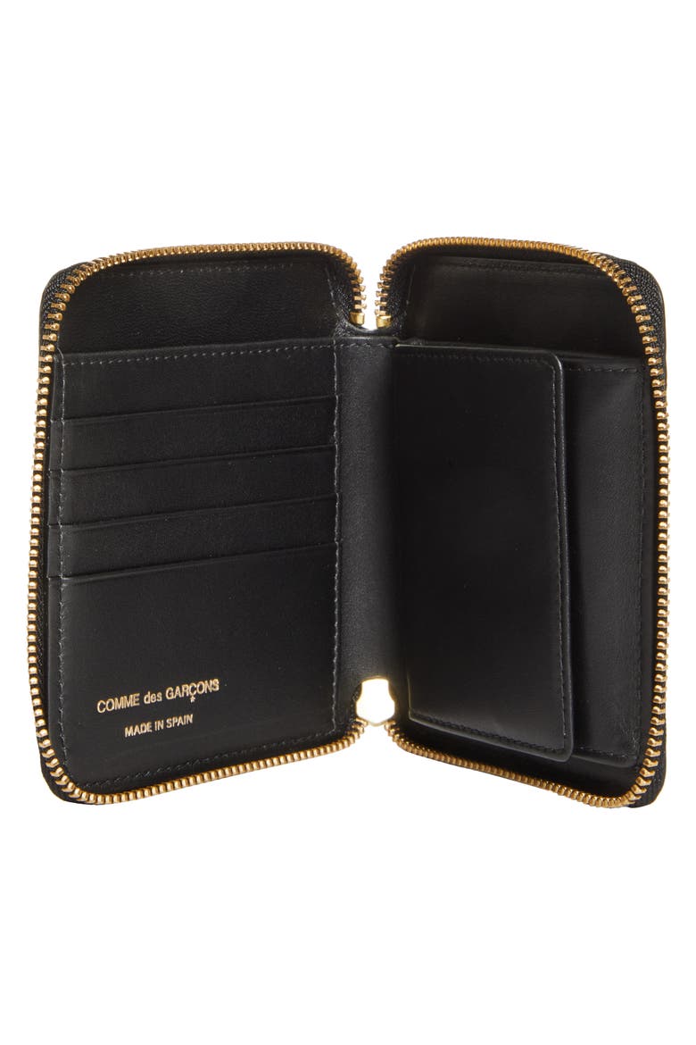 Forest Embossed Leather Zip Wallet, Alternate, color, BLACK