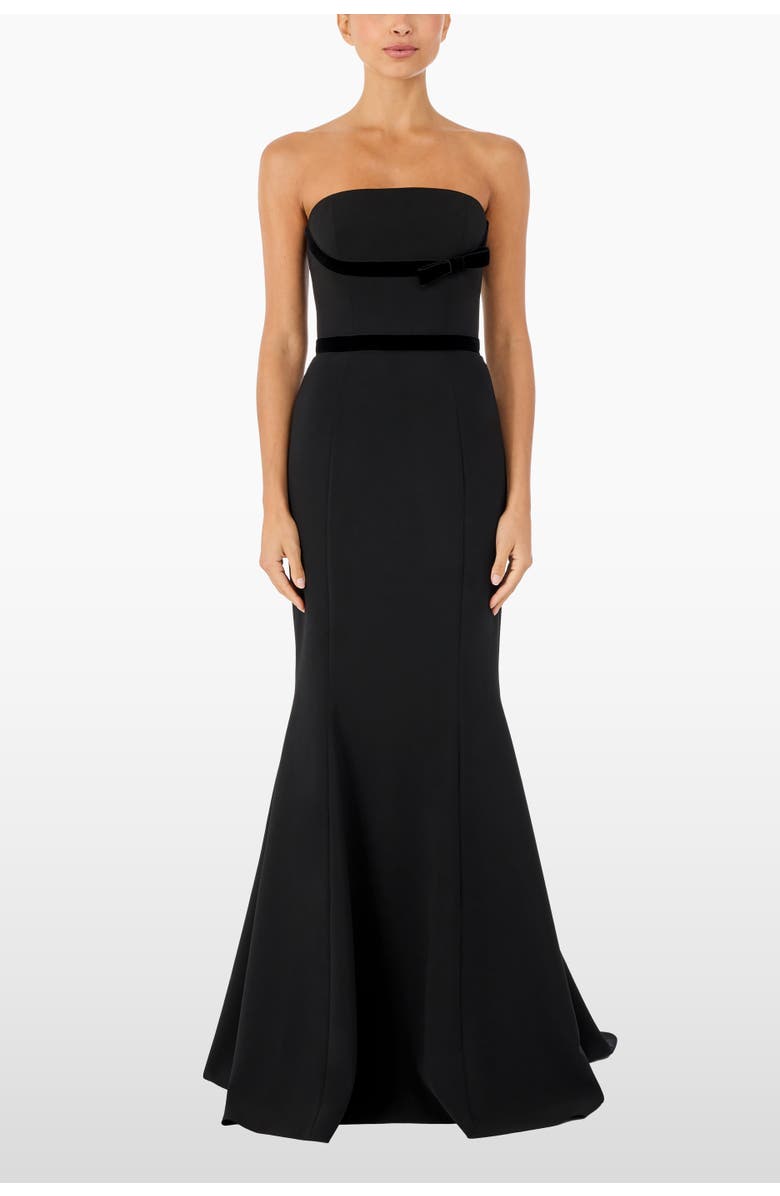 Jenny Packham Pamela Bow-Detail Strapless Maxi Dress, Alternate, color, Liquorice
